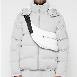 PUFFER JACKET WITH DETACHABLE BAG - ICE GREY/WHITE